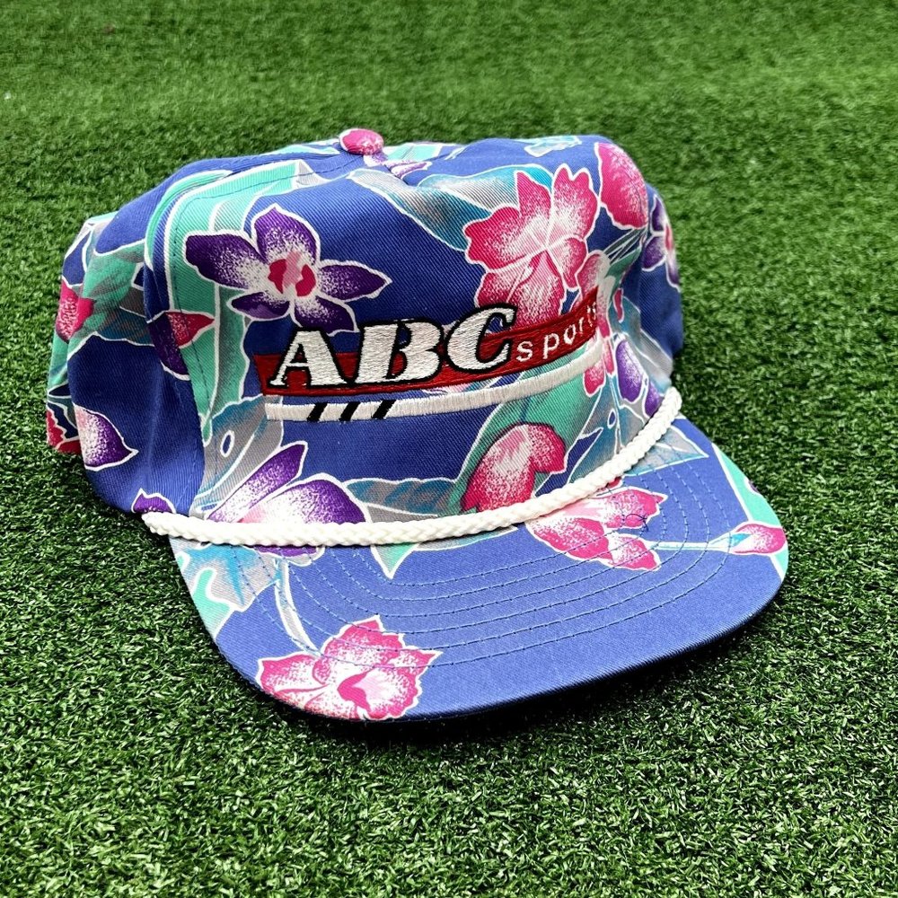 VTG SNAPBACK RARE ABC SPORTS TROPICAL TRUCKER SNAPBACK HAT CAP 80S VTG